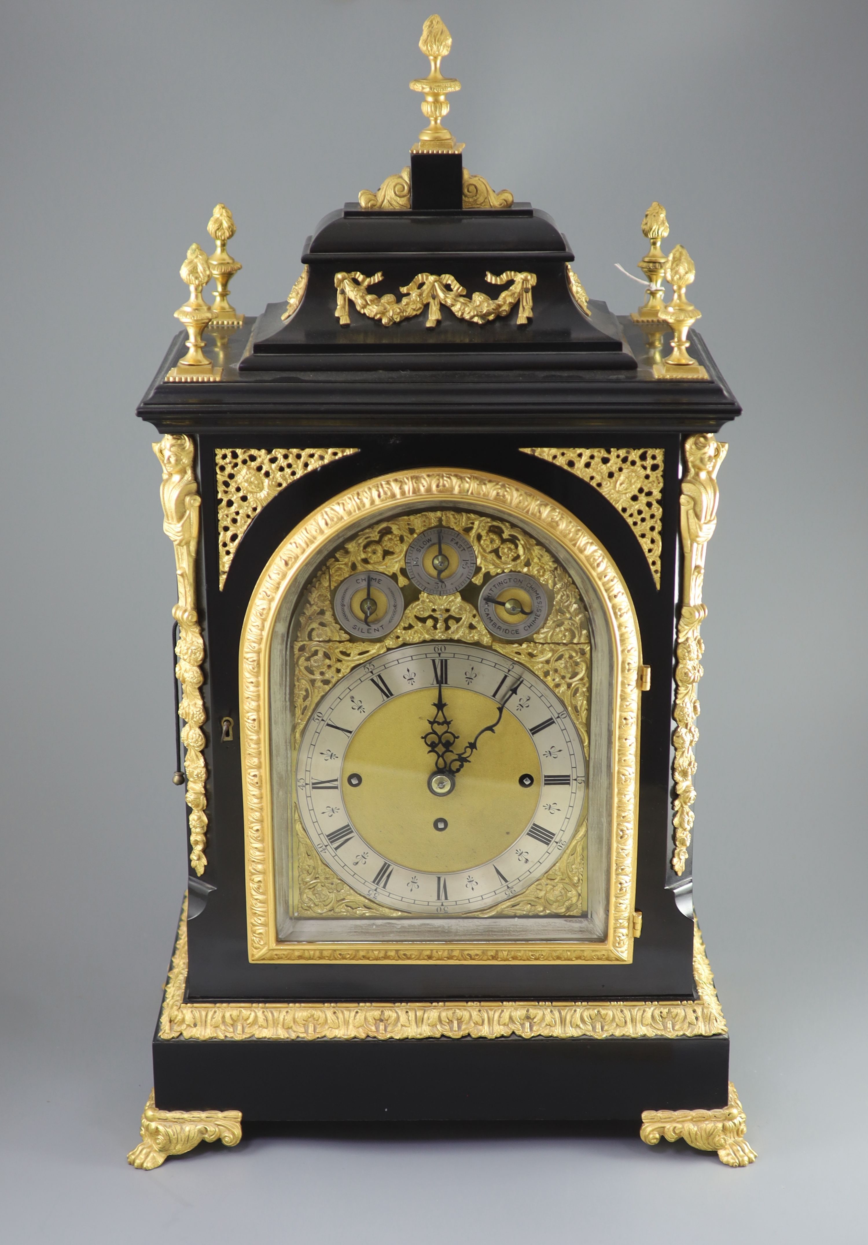 A large late Victorian ormolu mounted bracket clock, 73cm high